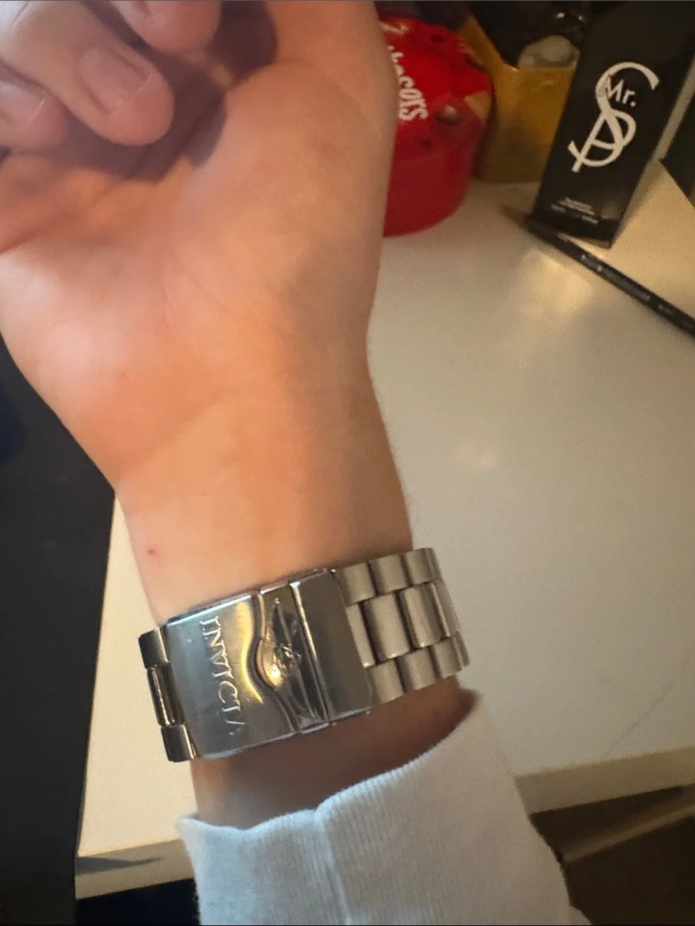 Invicta Silver Stainless Steel Watch with Blue Dial